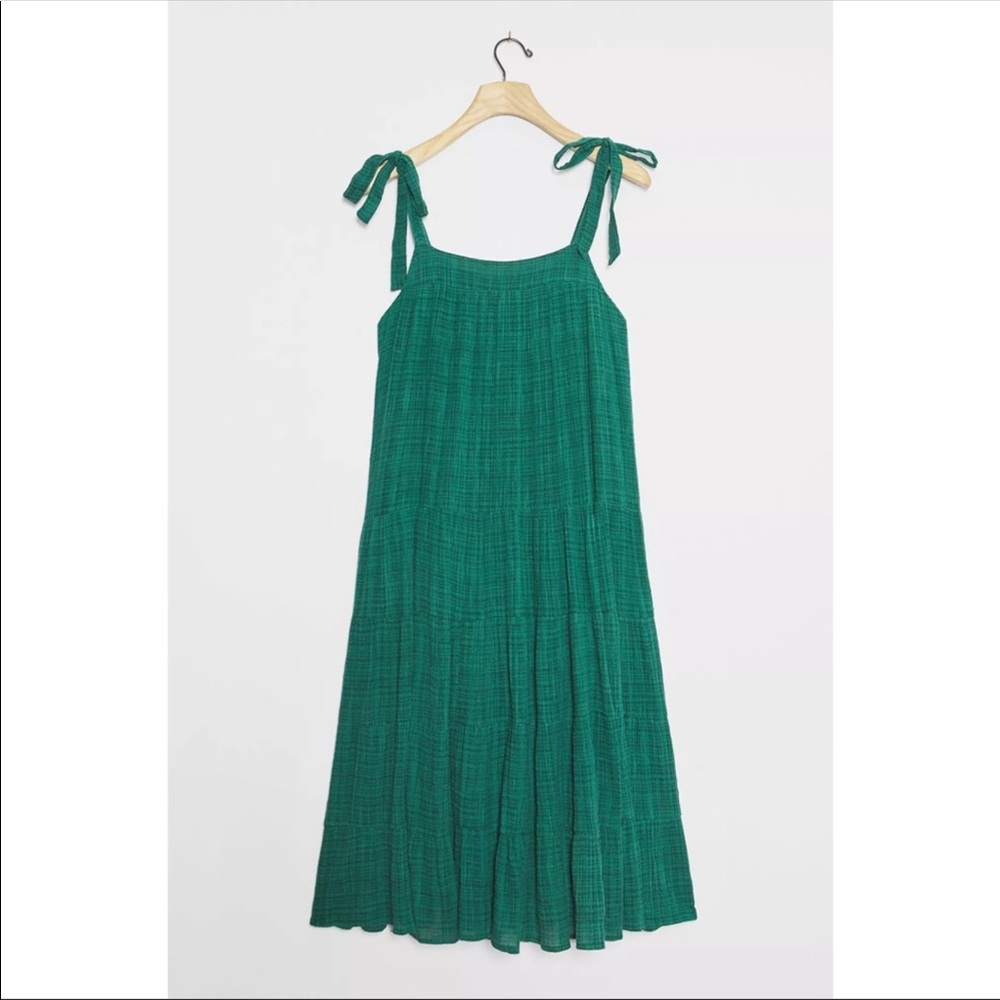 NWT Anthropologie Anaylist Green Maxi Dress M - Picture 3 of 9